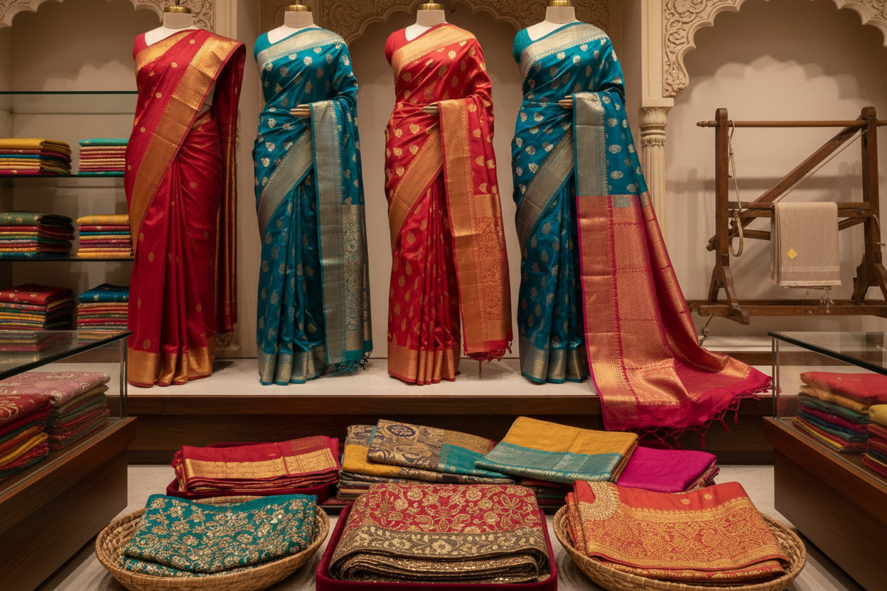 Authentic Surat Textiles
Premium Sarees & Dress Materials